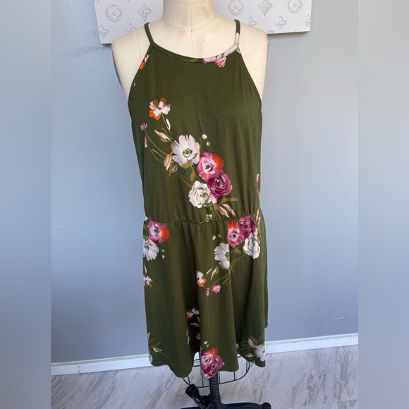 Women's Fashion Sweet French Green Striped Cotton Dresses
